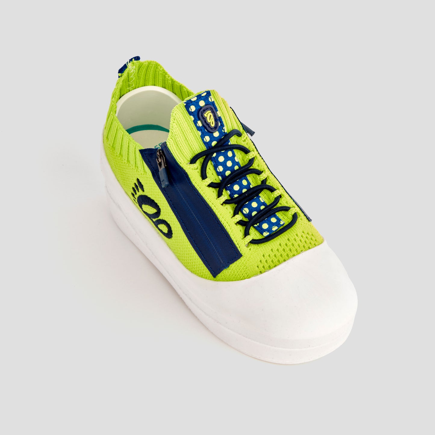 DB1 Original Trainer - Lime & Navy Polka Dot